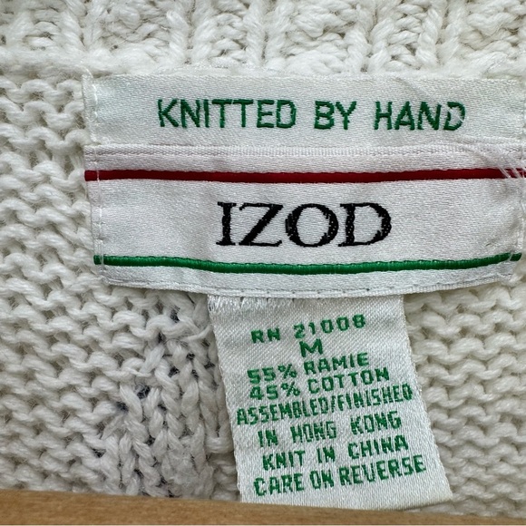 Vintage Izod Nautical Regatta crewneck sweater ropes & flags Sz Medium - Picture 8 of 10
